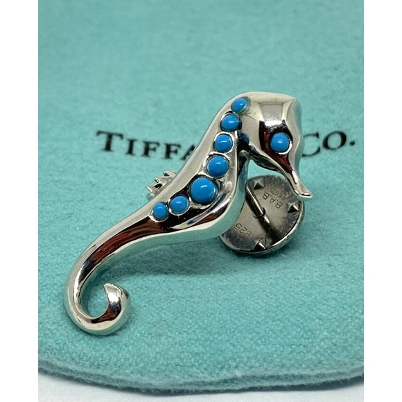 ULTRA RARE Tiffany & Co. Seahorse Sterling Silver Turquoise Brooch/pin Collector